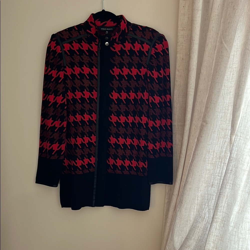 Ming Wang NWOT Red and Black Knit Jacket